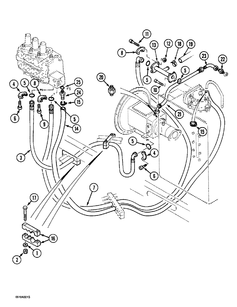 Схема запчастей Case 1088 - (8B-04) - HYDRAULIC PUMP LINES, PUMP TO ATTACHMENT CONTROL VALVE P.I.N. FROM 19801 TO XXXXX (08) - HYDRAULICS