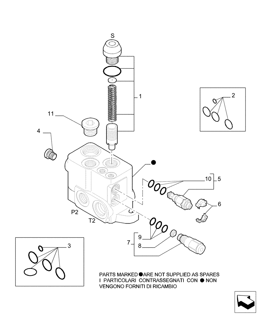 Схема запчастей Case TX842 - (9.08407[03]) - 4 SPOOL VALVE - COMPONENTS- OPTIONAL CODE 749002131 - VERSION (03-04) (35) - HYDRAULIC SYSTEMS