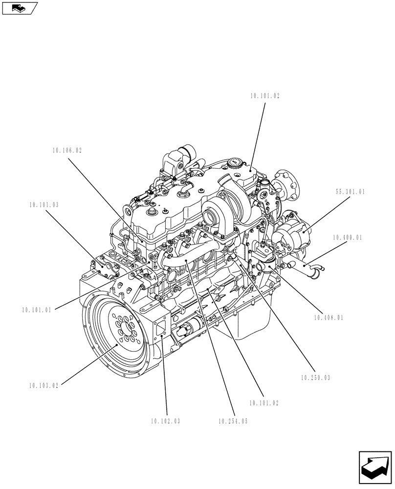 Схема запчастей Case F4HFE613R A003 - (10.000.01[02]) - PICTORIAL INDEX - ENGINE ENGINE COMPONENTS