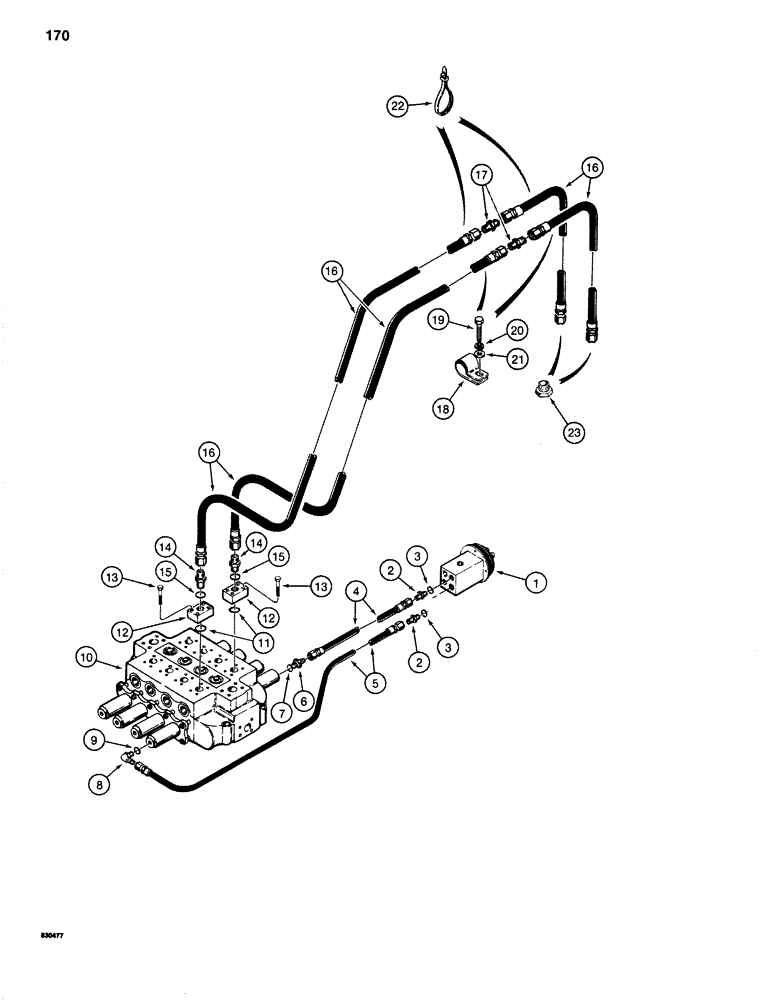 Схема запчастей Case 1280 - (170) - AUXILIARY HYDRAULIC LINES (07) - HYDRAULIC SYSTEM