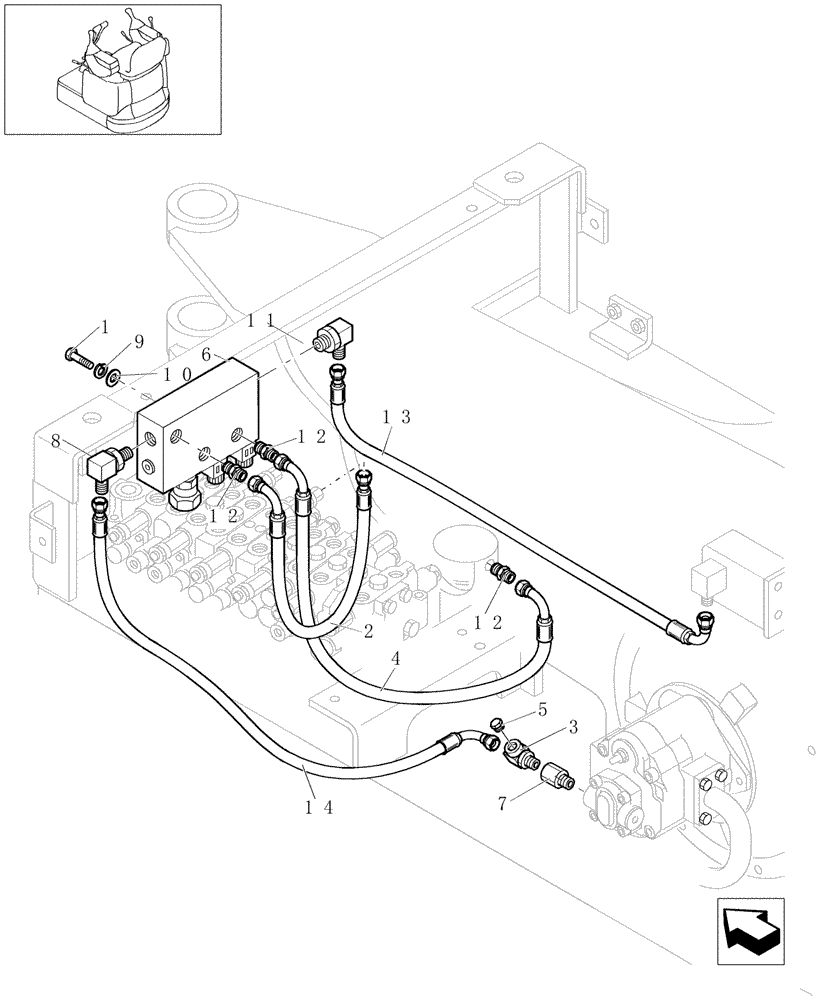 Схема запчастей Case CX16B - (1.080[02]) - CONTROL LINES, VALVE (35) - HYDRAULIC SYSTEMS