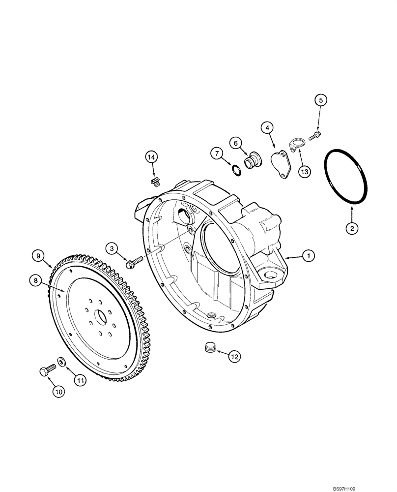 Схема запчастей Case 1845C - (02-33) - FLYWHEEL AND HOUSING, 4-390 EMISSIONS CERTIFIED ENGINE, ASN JAF0250483 (02) - ENGINE