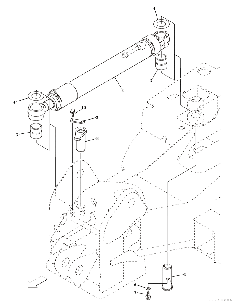 Схема запчастей Case CX80 - (09-53) - BOOM SWING CYLINDER - MOUNTING (09) - CHASSIS/ATTACHMENTS