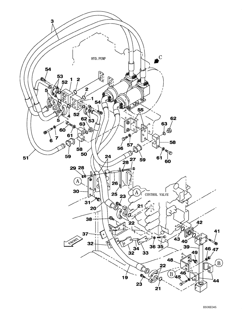 Схема запчастей Case CX800B - (08-05) - HYDRAULIC CIRCUIT - CONTROL VALVE SUPPLY (08) - HYDRAULICS