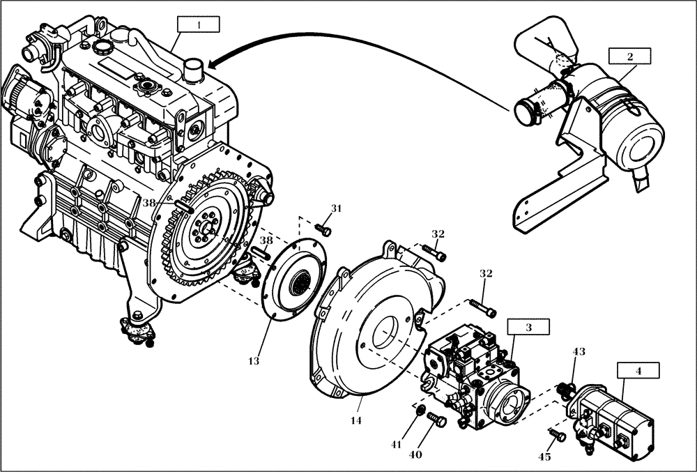 Схема запчастей Case 21D - (13.010[001]) - ENGINE INSTALLATION (S/N 561101-UP) No Description