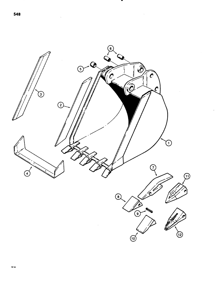 Схема запчастей Case 580SE - (548) - BACKHOE BUCKETS, TRENCHING BUCKETS - HEAVY DUTY BUCKET (09) - CHASSIS/ATTACHMENTS