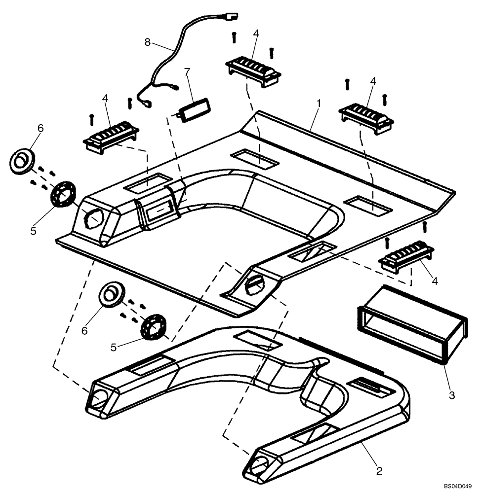 Схема запчастей Case 450 - (09-37) - HEATER AND AIR CONDITIONING - HEADLINER (09) - CHASSIS