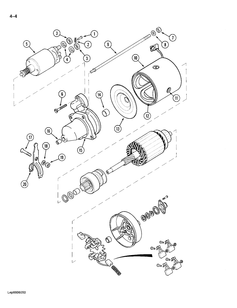 Схема запчастей Case 688 - (4-04) - STARTER, 4T-390 DIESEL ENGINE (04) - ELECTRICAL SYSTEMS