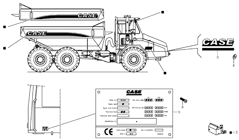 Схема запчастей Case 325 - (6.784C/1[01]) - ACCESSORIES - DECALS AND PLATE (87311954) (13) - Electrical System / Decals