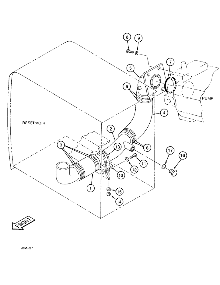 Схема запчастей Case 9050B - (8-08) - RESERVOIR TO PUMP SUCTION LINE, TIMBER KING MODELS, P.I.N. DAC0531001 THRU DAC0531007 (08) - HYDRAULICS