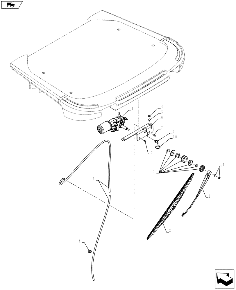 Схема запчастей Case 821F - (55.518.02) - CAB, REAR WIPER (55) - ELECTRICAL SYSTEMS