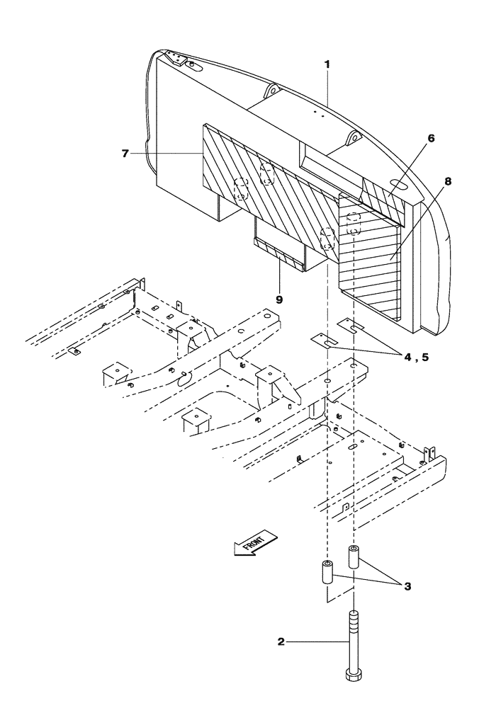 Схема запчастей Case CX300C - (09-004-00[01]) - COUNTERWEIGHT - SOUNDPROOFING (09) - CHASSIS/ATTACHMENTS