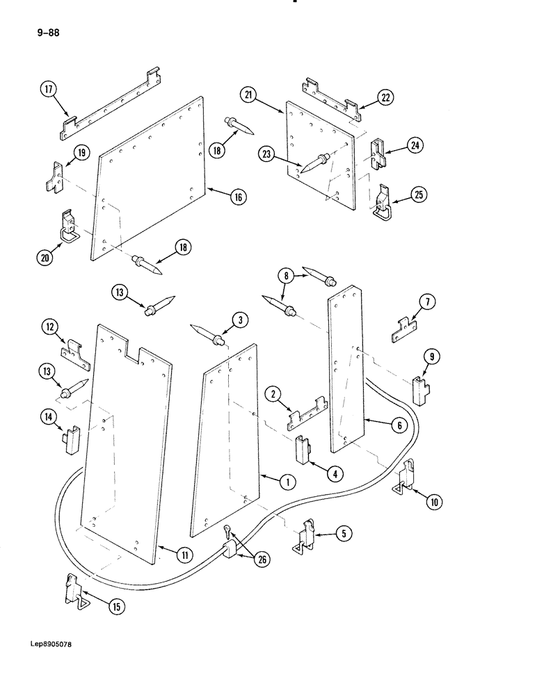 Схема запчастей Case 888 - (9-088) - CAB PROTECTION (09) - CHASSIS