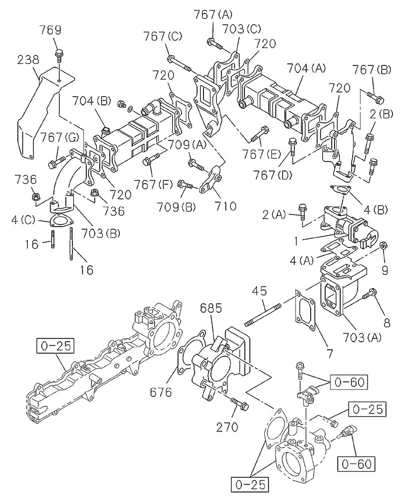 Схема запчастей Case CX235C SR - (10.501.01) - EXHAUST GAS RECIRCULATION SYSTEM (10) - ENGINE