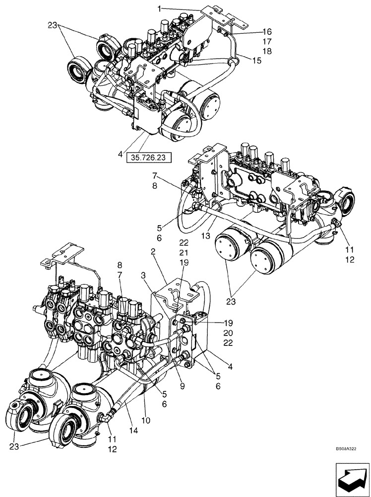 Схема запчастей Case 580SM - (35.739.01) - HYDRAULICS - CYLINDER, BACKHOE SWING (STD. W/ MECHANICAL CONTROLS) (35) - HYDRAULIC SYSTEMS