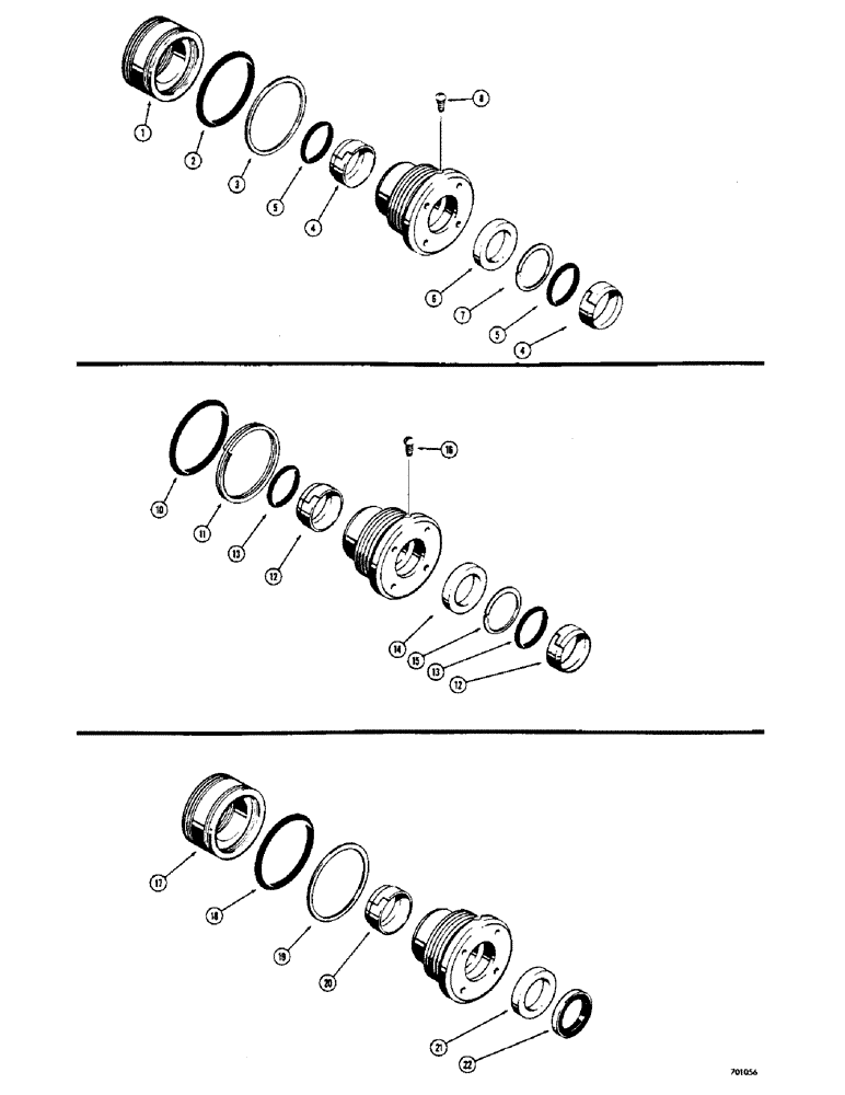 Схема запчастей Case 310G - (278) - CYL. PACKING KITS, USED IN LOADER HYDRA-LEVELING & DUMP CYL. 2-1/2" CYL. X 1-1/2" PISTON ROD (07) - HYDRAULIC SYSTEM