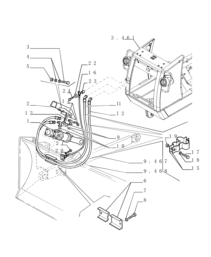 Схема запчастей Case 1850K - (9.470[01B]) - TILT CYLINDER - FRONT IMPLEMENT - LGP - OPTIONAL CODE 76090936 (19) - OPTIONS