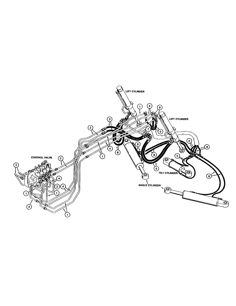 Схема запчастей Case 1550 - (1-26) - PICTORIAL INDEX, DOZER HYDRAULICS, ANGLE TILT DOZER MODELS (00) - PICTORIAL INDEX