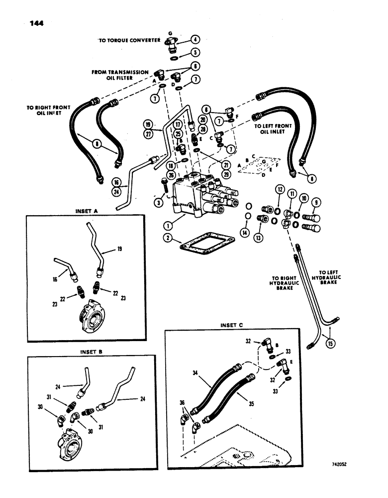 Схема запчастей Case 450 - (144) - TRANSMISSION HYDRAULICS (03) - TRANSMISSION