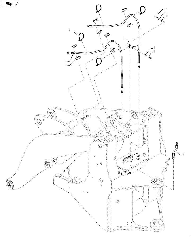 Схема запчастей Case 621F - (35.200.01) - COUPLER LINE INSTALLATION, Z BAR LOADER ONLY (35) - HYDRAULIC SYSTEMS