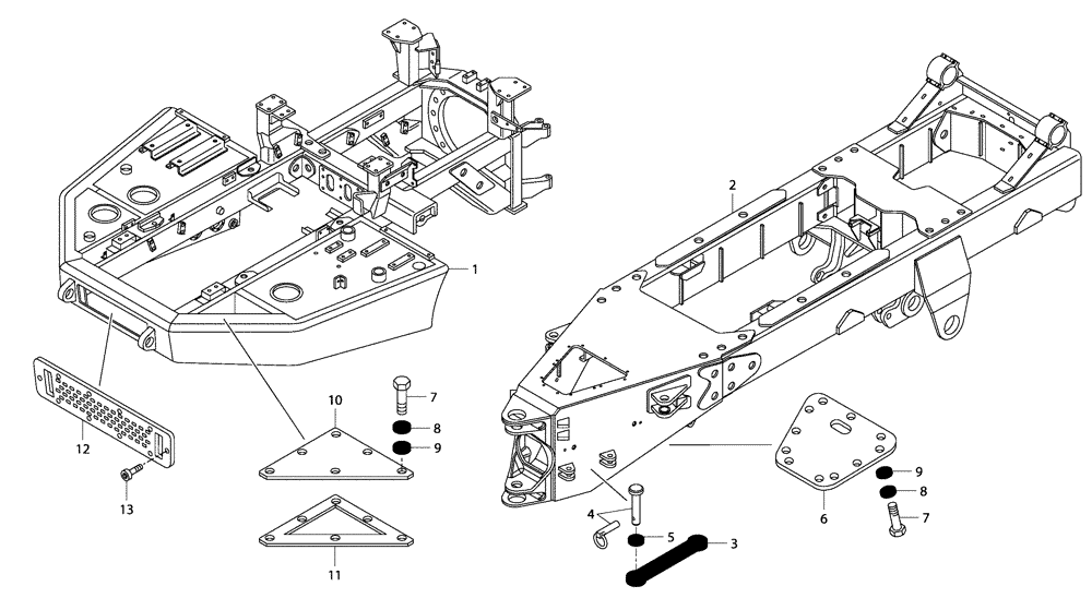 Схема запчастей Case 335 - (36A00000936[001]) - FRAME (09) - Implement / Hydraulics / Frame / Brakes