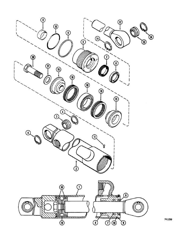 Схема запчастей Case 26 - (112) - G32265 3-POINT HITCH PITCH CYLINDER, GLAND HAS SOLID OUTER ROD WIPER-NO IDENTIFICATION RING 