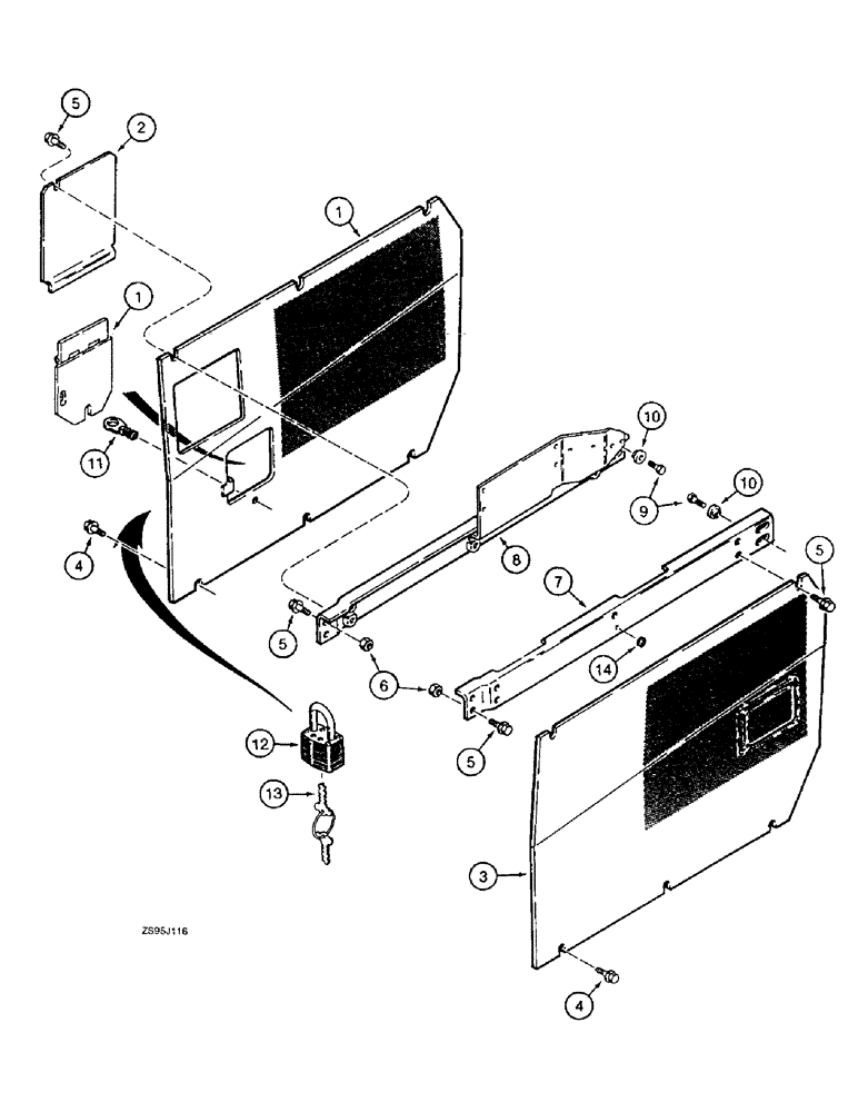 Схема запчастей Case 550E - (9-20) - SIDE SHIELDS (09) - CHASSIS/ATTACHMENTS