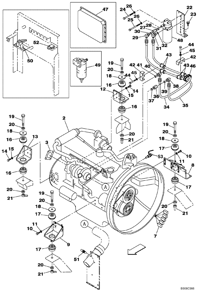 Схема запчастей Case CX350B - (02-01) - ENGINE MOUNTING - ENGINE (02) - ENGINE