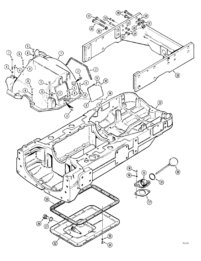 Схема запчастей Case 380CK - (074) - CLUTCH HOUSING AND FRONT FRAME (06) - POWER TRAIN