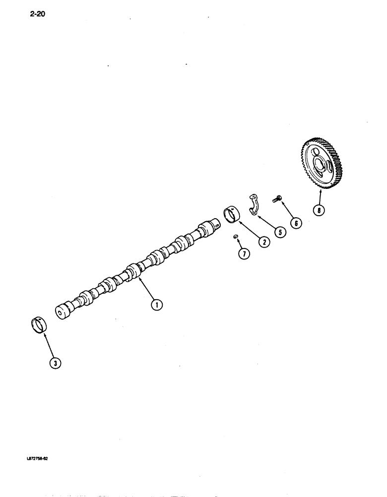 Схема запчастей Case 850D - (2-20) - CAMSHAFT, 6-590 ENGINE, 6T-590 ENGINE (02) - ENGINE