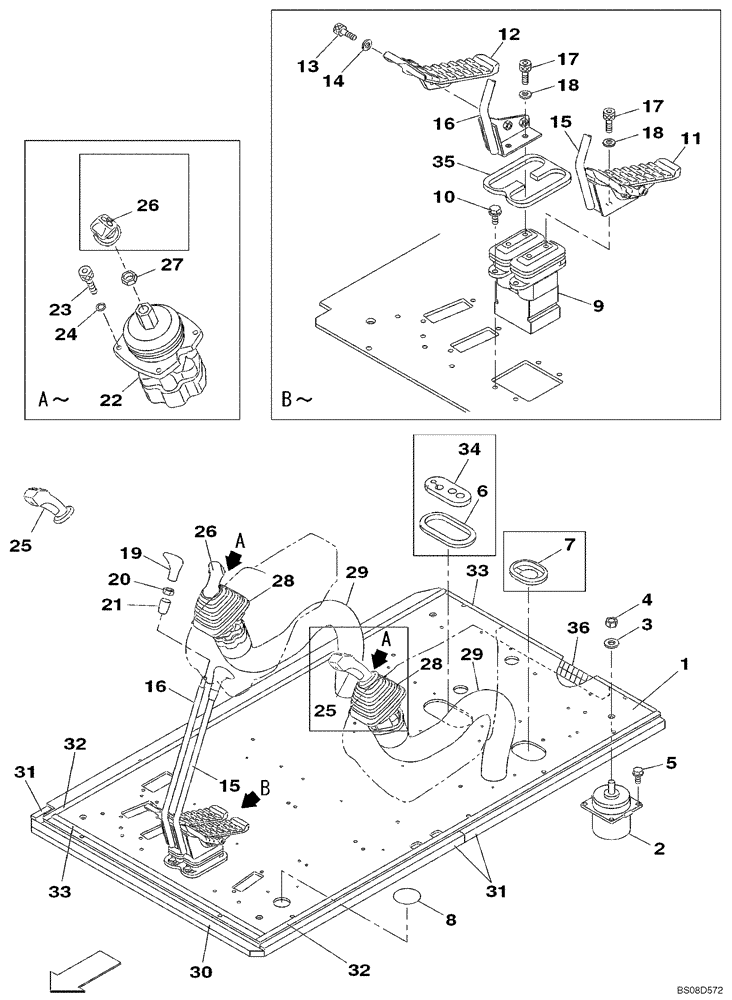 Схема запчастей Case CX350B - (09-44) - CONTROLS - OPERATORS COMPARTMENT (09) - CHASSIS