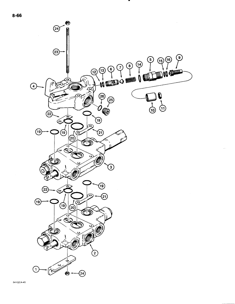 Схема запчастей Case 480E - (8-066) - CASE LOADER CONTROL VALVE (08) - HYDRAULICS