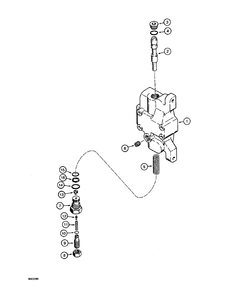 Схема запчастей Case 590 - (8-062) - LOADER CONTROL VALVE, INLET SECTION - WITH STEERING RELIEF VALVE (08) - HYDRAULICS