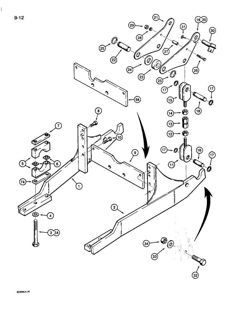 Схема запчастей Case 26D - (9-12) - BACKHOE MOUNTING PARTS, 450B, 450C/455C AND 550 CRAWLERS 