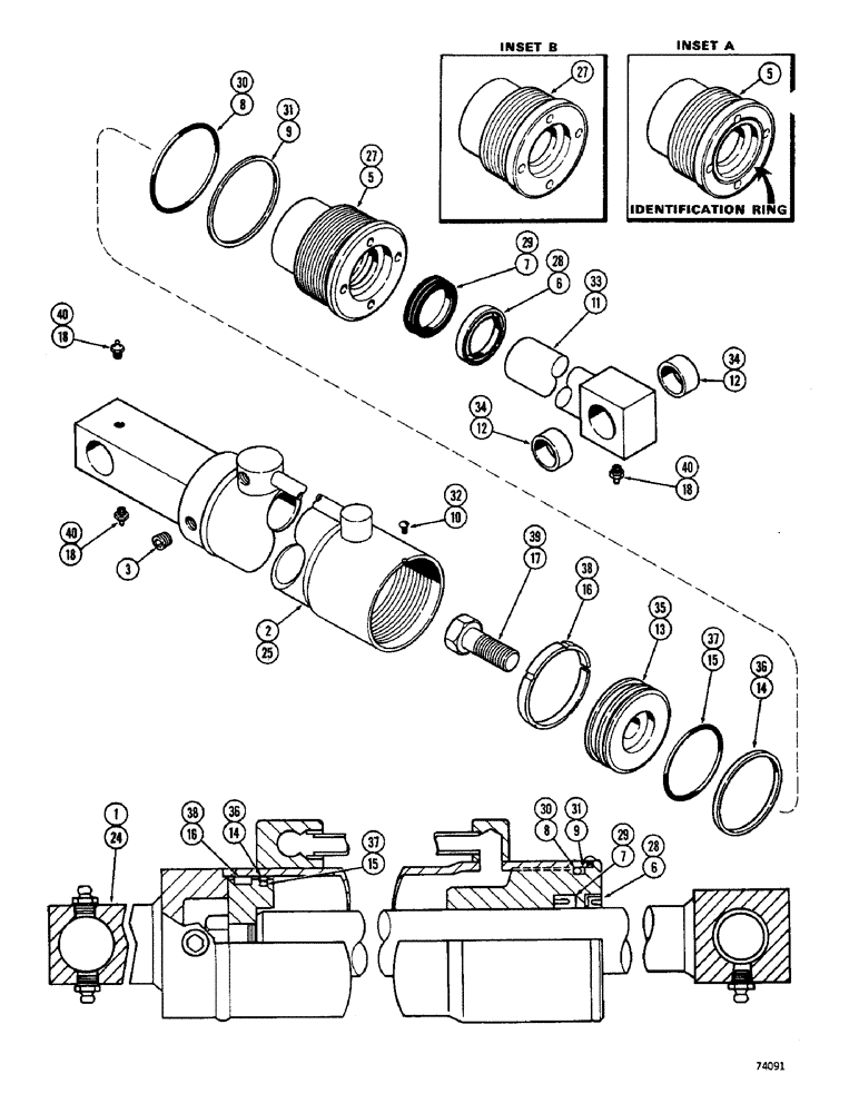 Схема запчастей Case 1530 - (130) - LIFT CYLINDER USED ON MODELS WITHOUT SELF LEVELING FEATURE (09) - CHASSIS/ATTACHMENTS