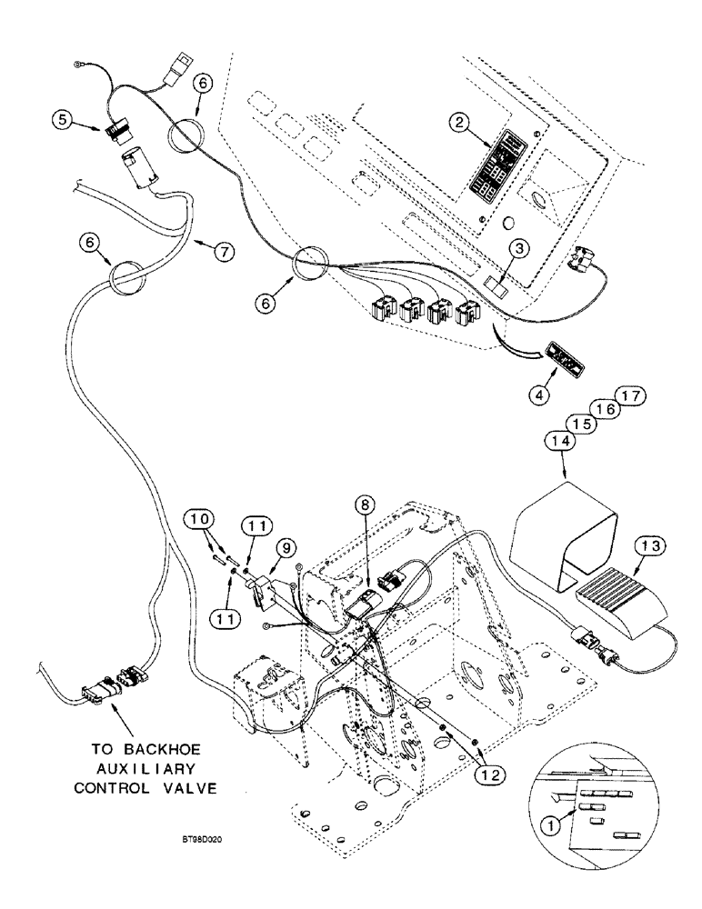 Схема запчастей Case 590SL - (4-46) - BACKHOE AUXILIARY HYDRAULIC ELECTRICAL CIRCUIT (04) - ELECTRICAL SYSTEMS