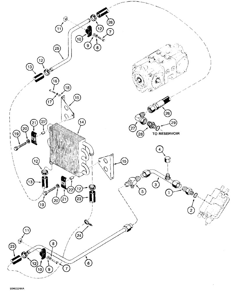 Схема запчастей Case 1825 - (8-12) - HYDRAULIC OIL COOLER AND LINES, NORTH AMERICAN GASOLINE AND DIESEL MODELS (08) - HYDRAULICS