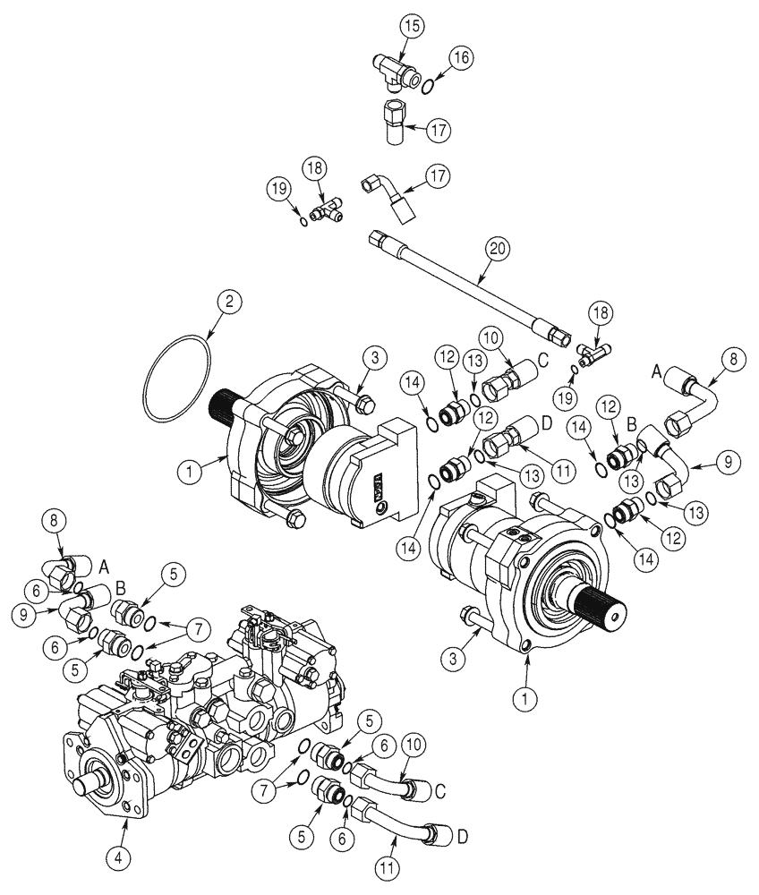 Схема запчастей Case 75XT - (06-06) - HYDROSTATICS - PUMP AND DRIVE MOTORS (06) - POWER TRAIN