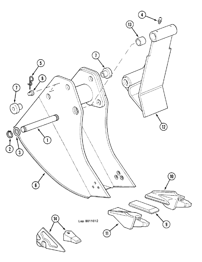 Схема запчастей Case 688C - (9G-14) - EJECTOR BACKHOE BUCKET (0.35M), (XXXXX-) (05.1) - UPPERSTRUCTURE CHASSIS/ATTACHMENTS