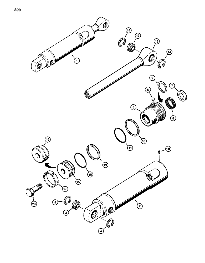 Схема запчастей Case 480D - (390) - G33128 THREE-POINT HITCH PITCH CYLINDER (35) - HYDRAULIC SYSTEMS