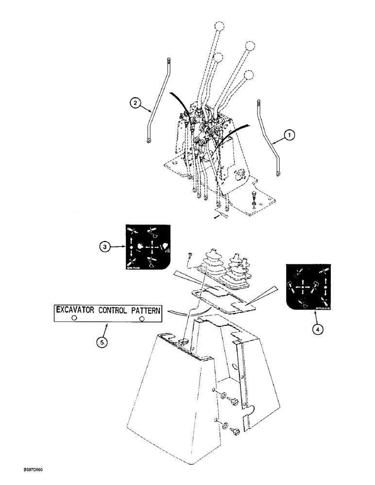 Схема запчастей Case 590SL - (9-031A) - BACKHOE CONTROLS, IN EXCAVATOR CONTROL PATTERN (09) - CHASSIS/ATTACHMENTS