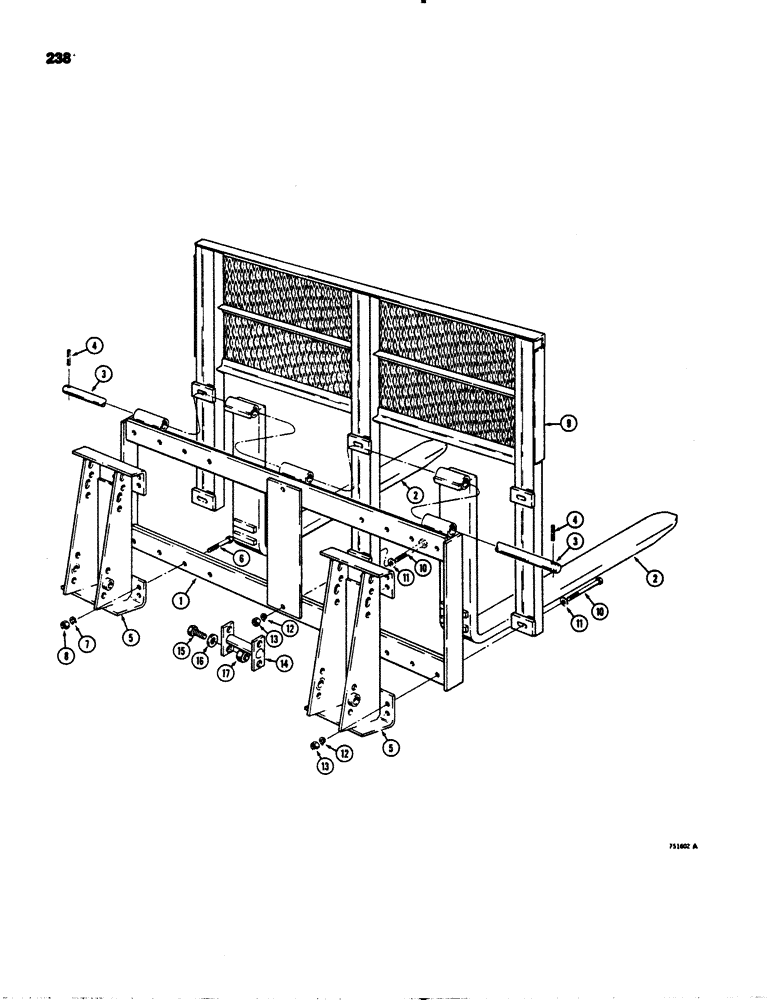 Схема запчастей Case 1845 - (238) - PALLET FORK AND BRICK GUARD, D18294 PALLET FORK - IDENTIFICATION PLATE ON BACK OF FRAME (89) - TOOLS