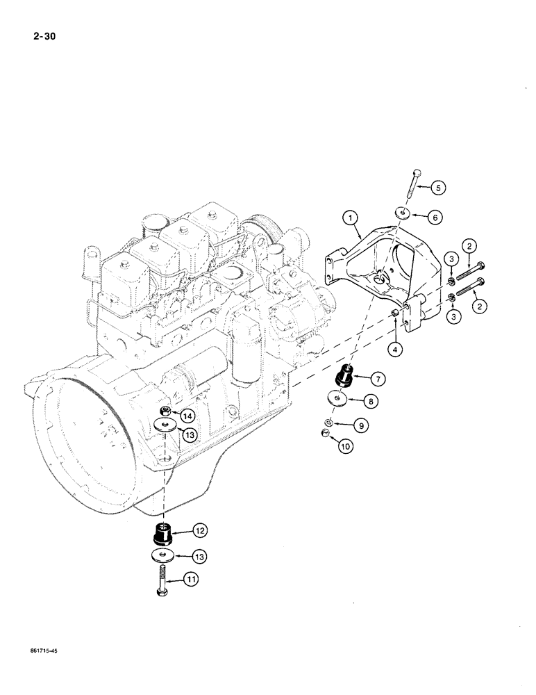 Схема запчастей Case 580K - (02-030) - ENGINE MOUNTING (02) - ENGINE