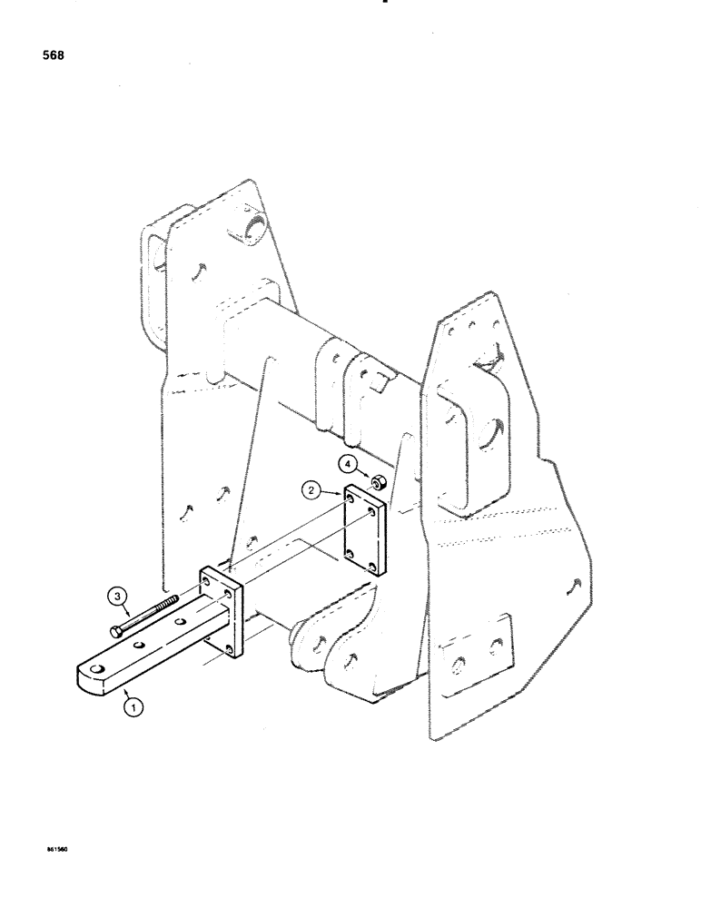 Схема запчастей Case 580E - (568) - RIGID DRAWBAR, USED WITH THREE-POINT HITCH (09) - CHASSIS/ATTACHMENTS