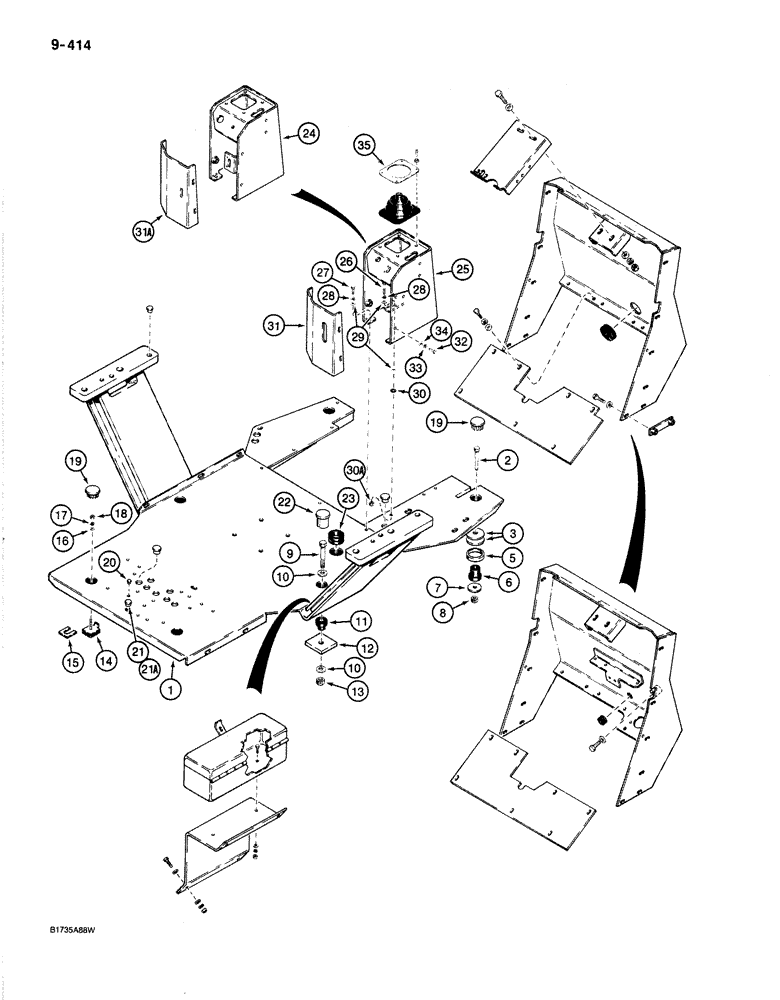 Схема запчастей Case 780C - (9-414) - OPERATORS COMPARTMENT FRAME AND MOUNTING (09) - CHASSIS/ATTACHMENTS