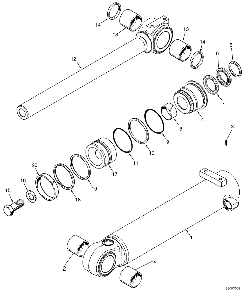 Схема запчастей Case 721E - (08-34) - CYLINDER ASSY - LOADER BUCKET (XR LOADER) (08) - HYDRAULICS