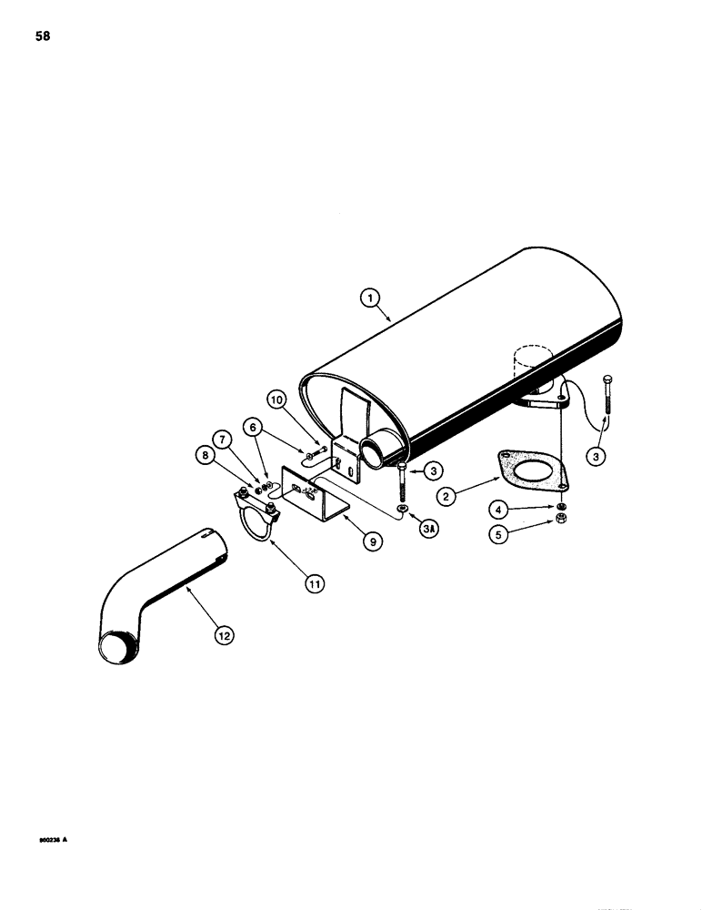 Схема запчастей Case 1835 - (058) - MUFFLER AND EXHAUST SYSTEM (02) - ENGINE