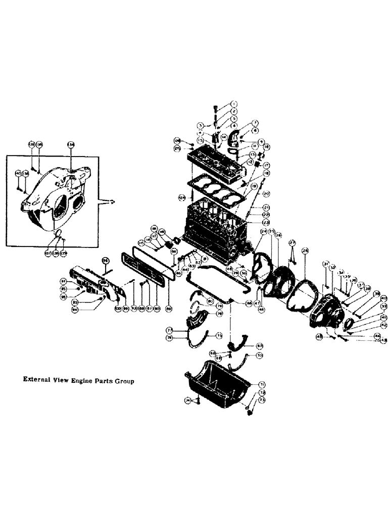 Схема запчастей Case M3B - (020) - GASOLINE ENGINE INSTALLATION, CRANKCASE, CYLINDER HEAD, GEAR COVER, OIL PAN 