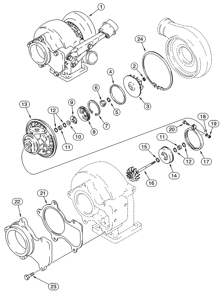 Схема запчастей Case 90XT - (02-18) - TURBOCHARGER ASSY NORTH AMERICA JAF0245225 -, 4T-390 EMISSIONS CERTIFIED ENGINE (02) - ENGINE