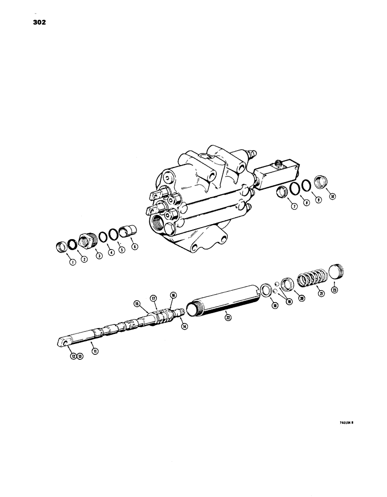 Схема запчастей Case 680E - (302) - LOADER CONTROL VALVE, LIFT SPOOL, BEFORE TRACTOR SN 9118604 (35) - HYDRAULIC SYSTEMS